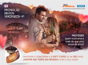 Mais Previdência sorteia 3 GIFT CARD DE R$ 300 no Restaurante Topo do Mundo em comemoração ao Dia dos Namorados